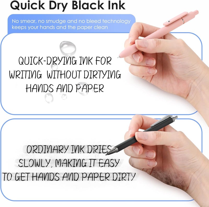 Donyang Gel Pens, 5pcs 0.5mm Cute Black Ink Fine Point Pens With Smooth Writing, Quick Dry Pens For Journaling Note Taking, Teacher Work Desk Accessories Office Supplies for Men Women - Image 3